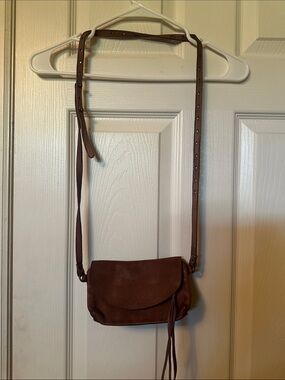 Free People Brown Pebbled Leather Crossbody with Tassel